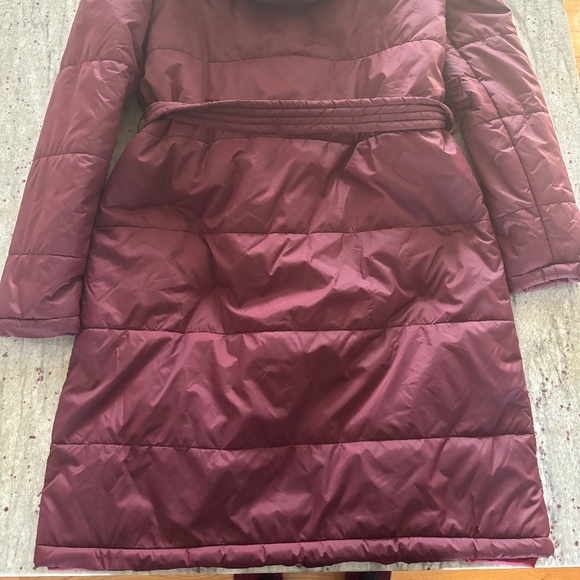 JustFab Womens Maroon Winter Long Jacket, Fur Hood, M - Picture 7 of 8